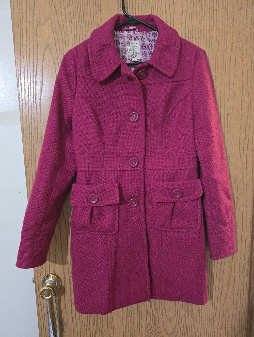 Tulle Fuchsia Textured Button Front Coat